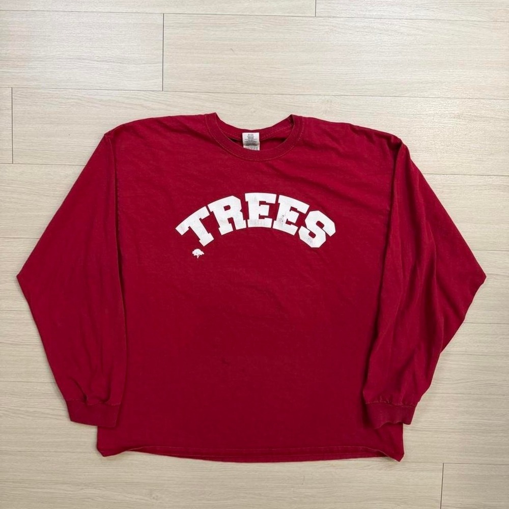 Vintage Trees Script Red Long Sleeve Shirt Mens Size XXL Outdoors